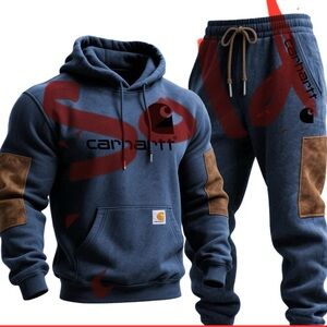 Carhartt Navy and Brown Hoodie Joggers Set